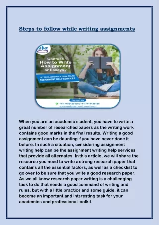 steps to follow while writing assignments