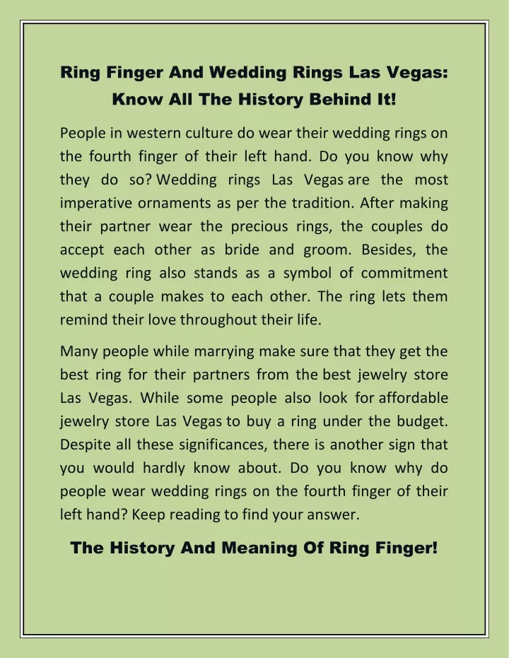 ring finger and wedding rings las vegas know