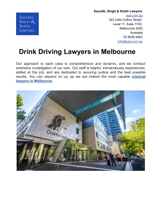 Drink Driving Lawyers in Melbourne