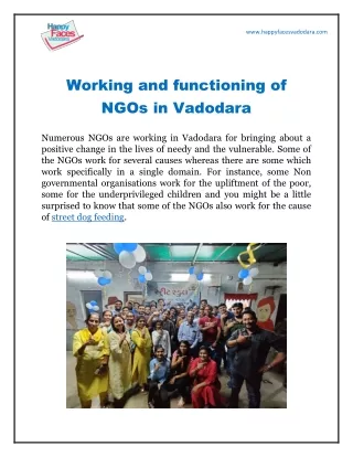 Working and functioning of NGOs in Vadodara