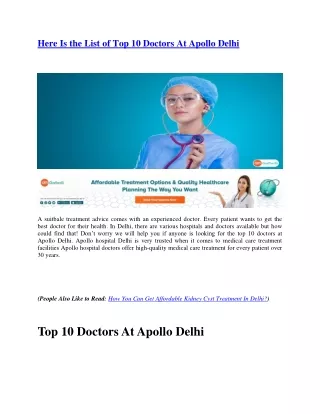 Here Is The List Of Top 10 Doctors At Apollo Delhi