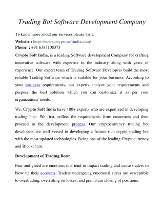 trading bot software development company