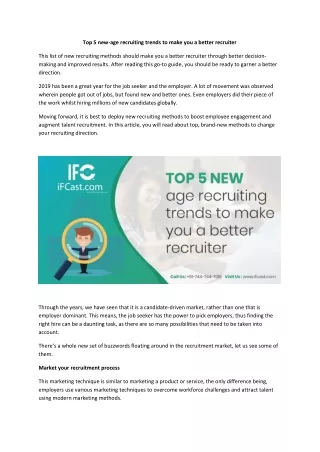 Top 5 new-age recruiting trends to make you a better recruiter