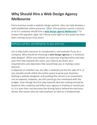 Web design agency Melbourne