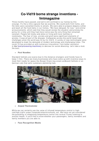 co vid19 borne strange inventions fmtmagazine