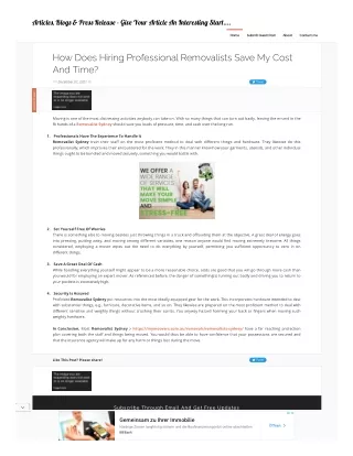 How Does Hiring Professional Removalists Save My Cost And Time?