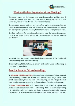 what are the best laptops for virtual meetings