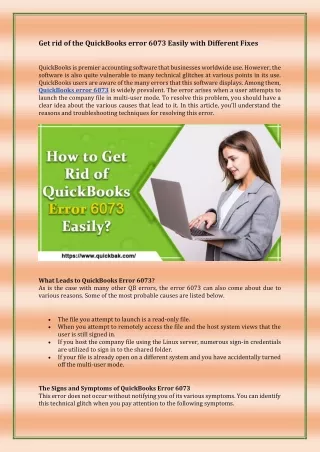 get rid of the quickbooks error 6073 easily with