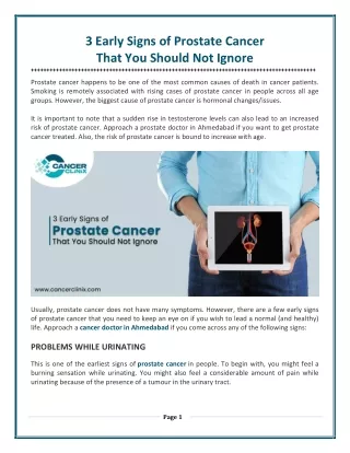 3 Early Signs of Prostate Cancer That You Should Not Ignore