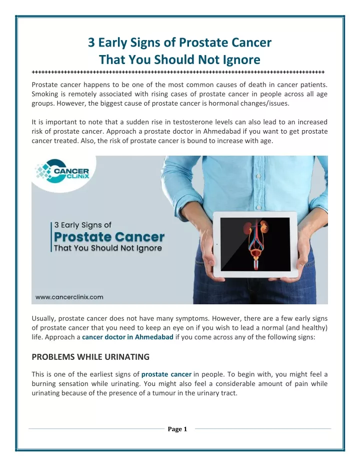 Ppt 3 Early Signs Of Prostate Cancer That You Should Not Ignore