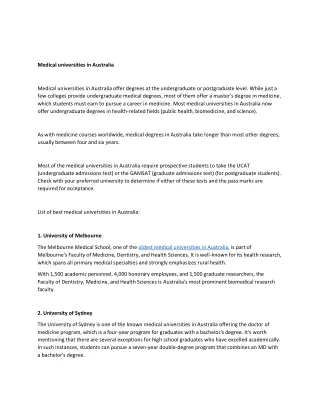 Medical universities in Australia