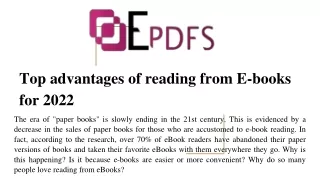 Top advantages of reading from E-books for 2022