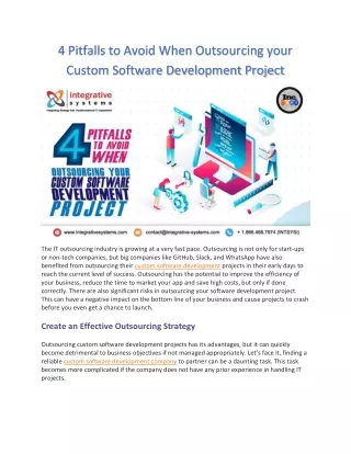 4 pitfalls to avoid when outsourcing your custom