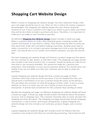 Shopping Cart Website Design