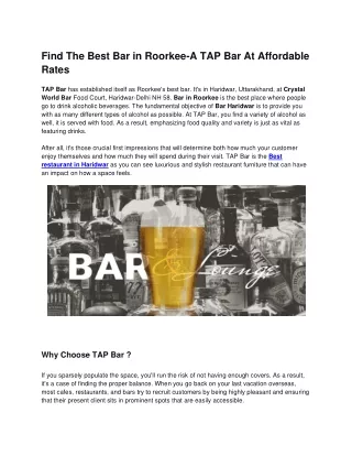 Top Bar Haridwar  - The Alcohal Project