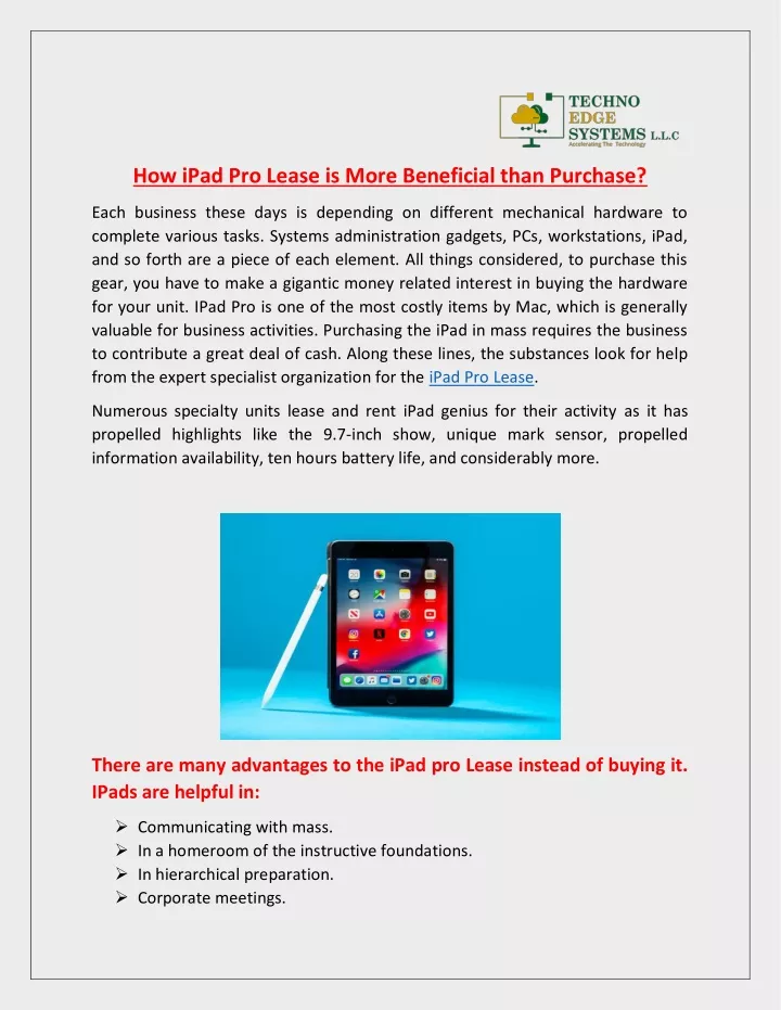 how ipad pro lease is more beneficial than