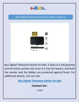 Buy Digital Television Online On Sale