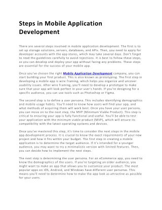 steps in mobile application development there