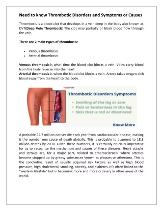 need to know thrombotic disorders and symptoms