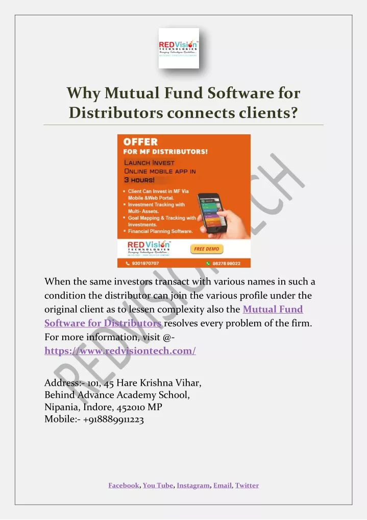 why mutual fund software for distributors