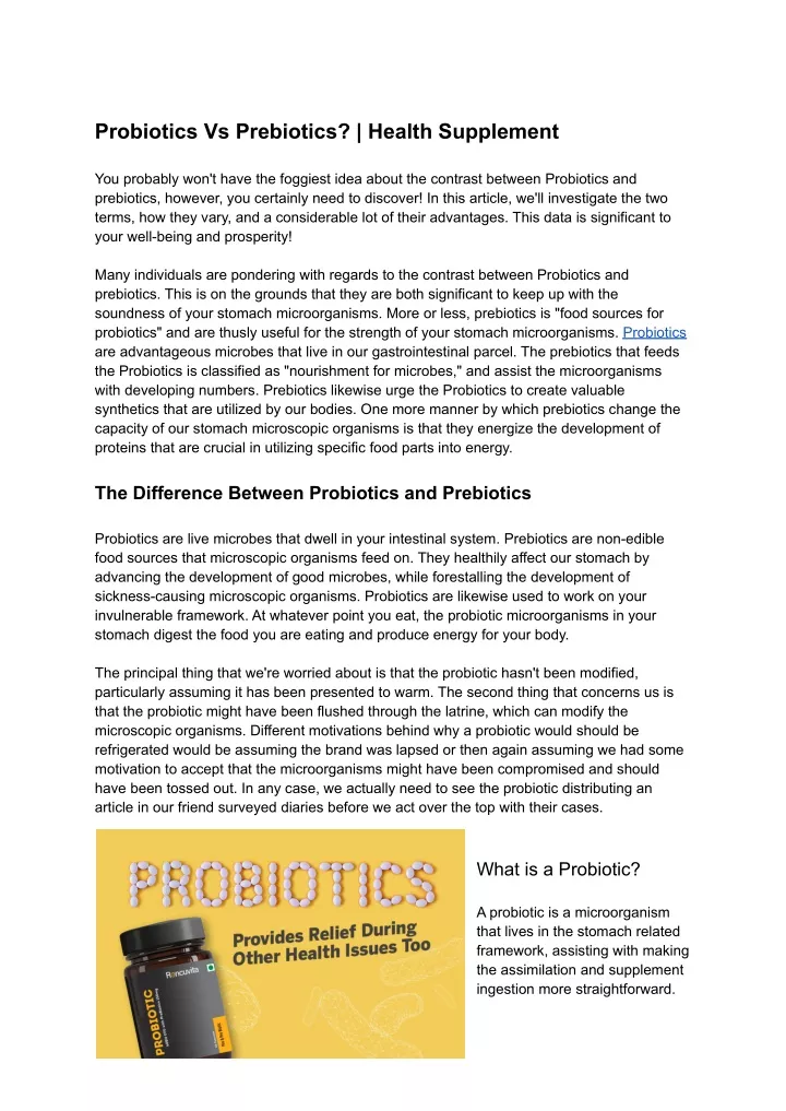 probiotics vs prebiotics health supplement