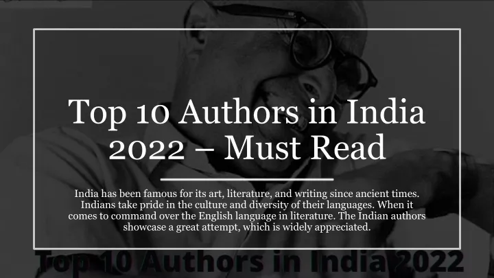 top 10 authors in india 2022 must read