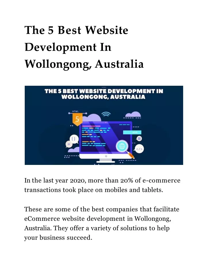 the 5 best website development in wollongong australia