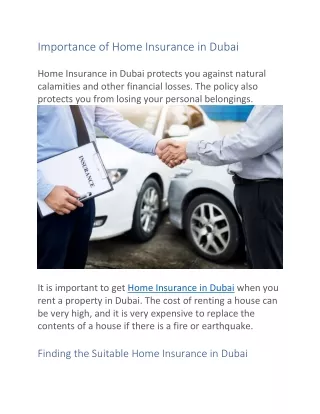 Importance of Home Insurance in Dubai