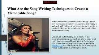 What Are the Song Writing Techniques to Create a Memorable Song
