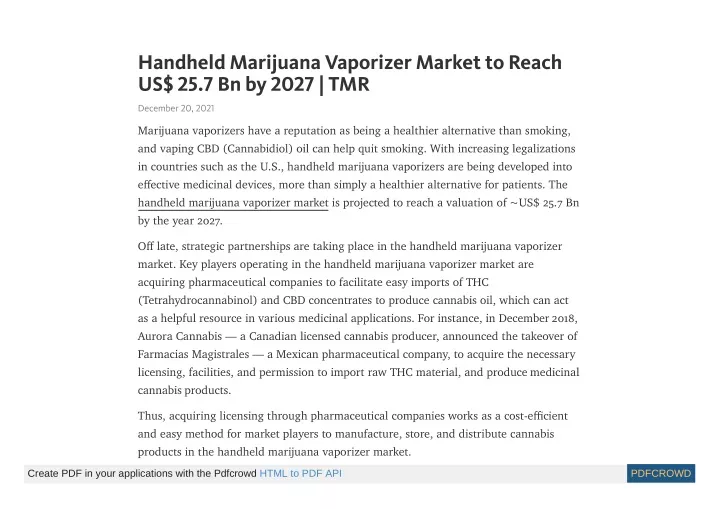 handheld marijuana vaporizer market to reach