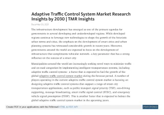 adaptive tra c control system market research