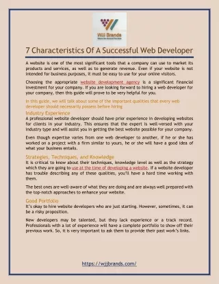 7 Characteristics Of A Successful Web Developer