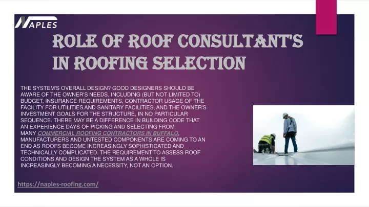 role of roof consultant s in roofing selection