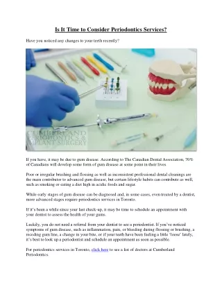 Is It Time to Consider Periodontics Services