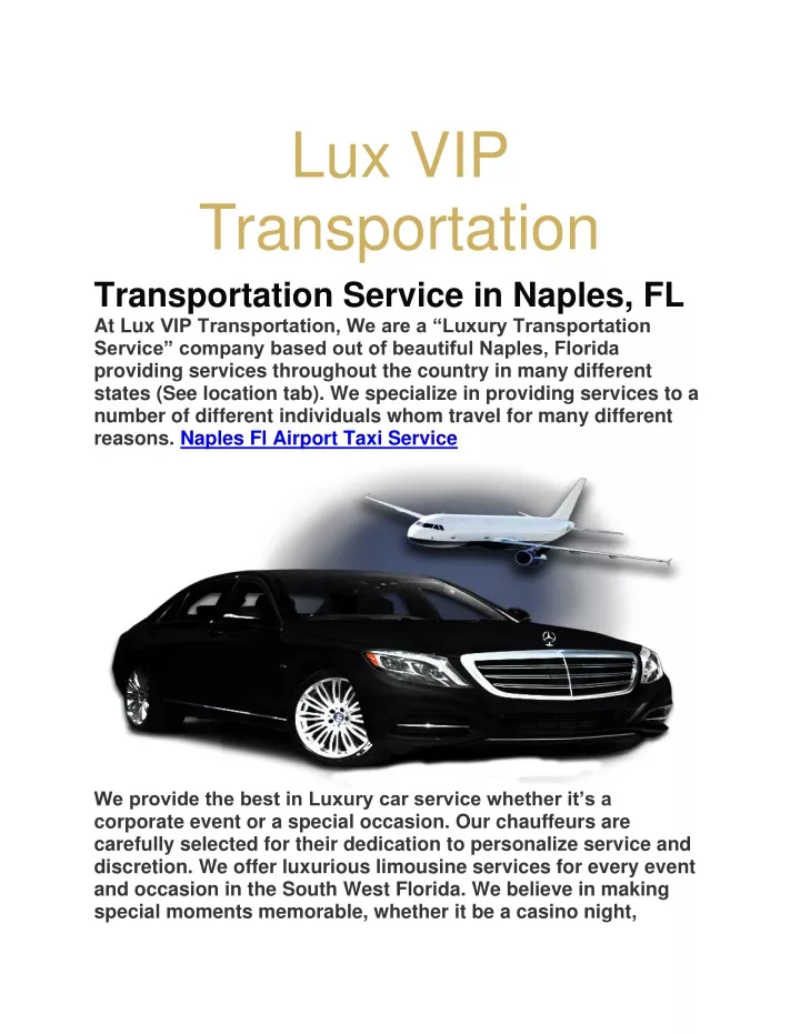 lux vip transportation transportation service