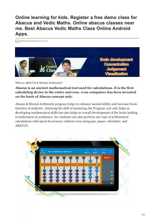 learnclue.com-Online learning for kids Register a free demo class for Abacus and Vedic Maths Online abacus classes
