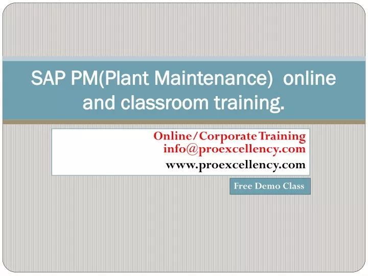 sap pm plant maintenance online and classroom training