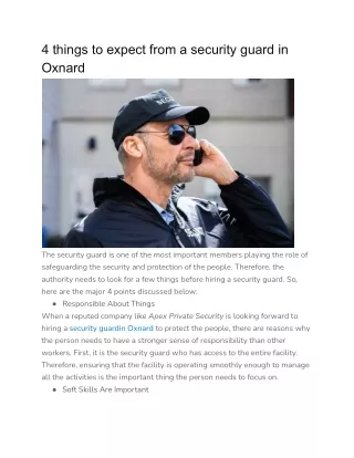 4 things to expect from a security guard in oxnard