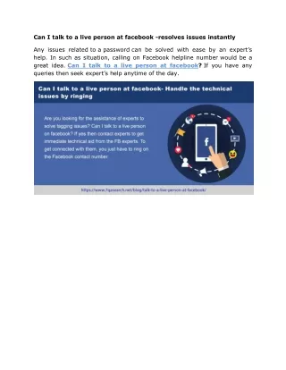 can i talk to a live person at facebook resolves
