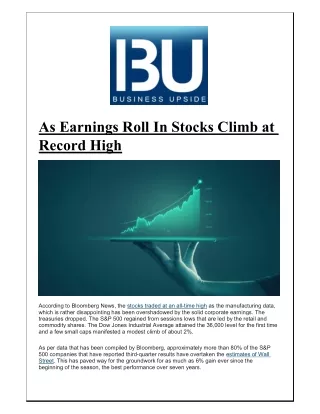 as earnings roll in stocks climb at record high