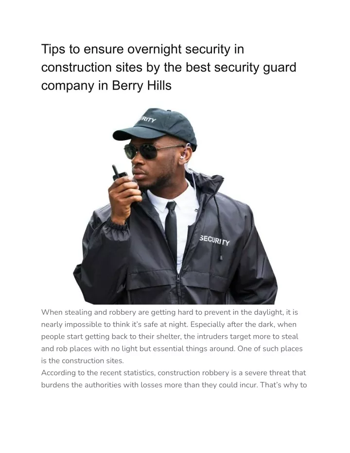 tips to ensure overnight security in construction