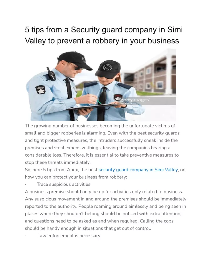 5 tips from a security guard company in simi