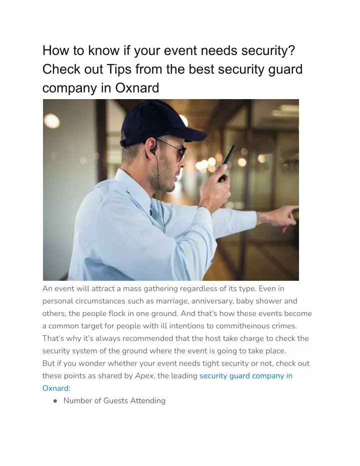 how to know if your event needs security check