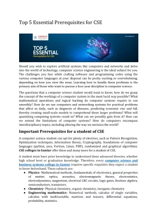 Top 5 Essential Prerequisites for CSE