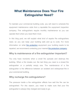 what maintenance does your fire extinguisher need