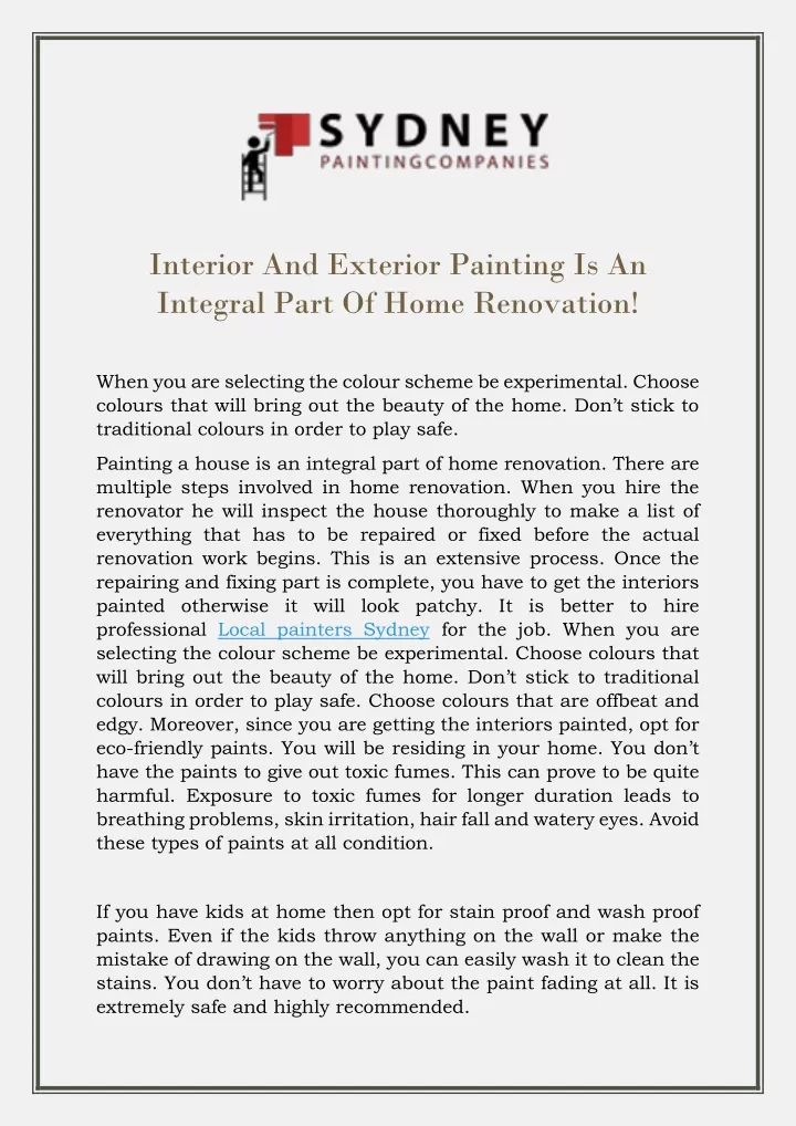 interior and exterior painting is an integral
