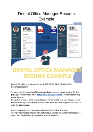 Dental office manager resume examples  - resume writing guide free download