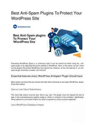 Best Anti-Spam plugins To Protect Your WordPress Site