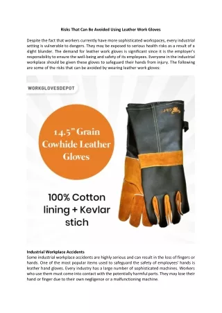 risks that can be avoided using leather work