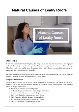 Natural Causes of Leaky Roofs